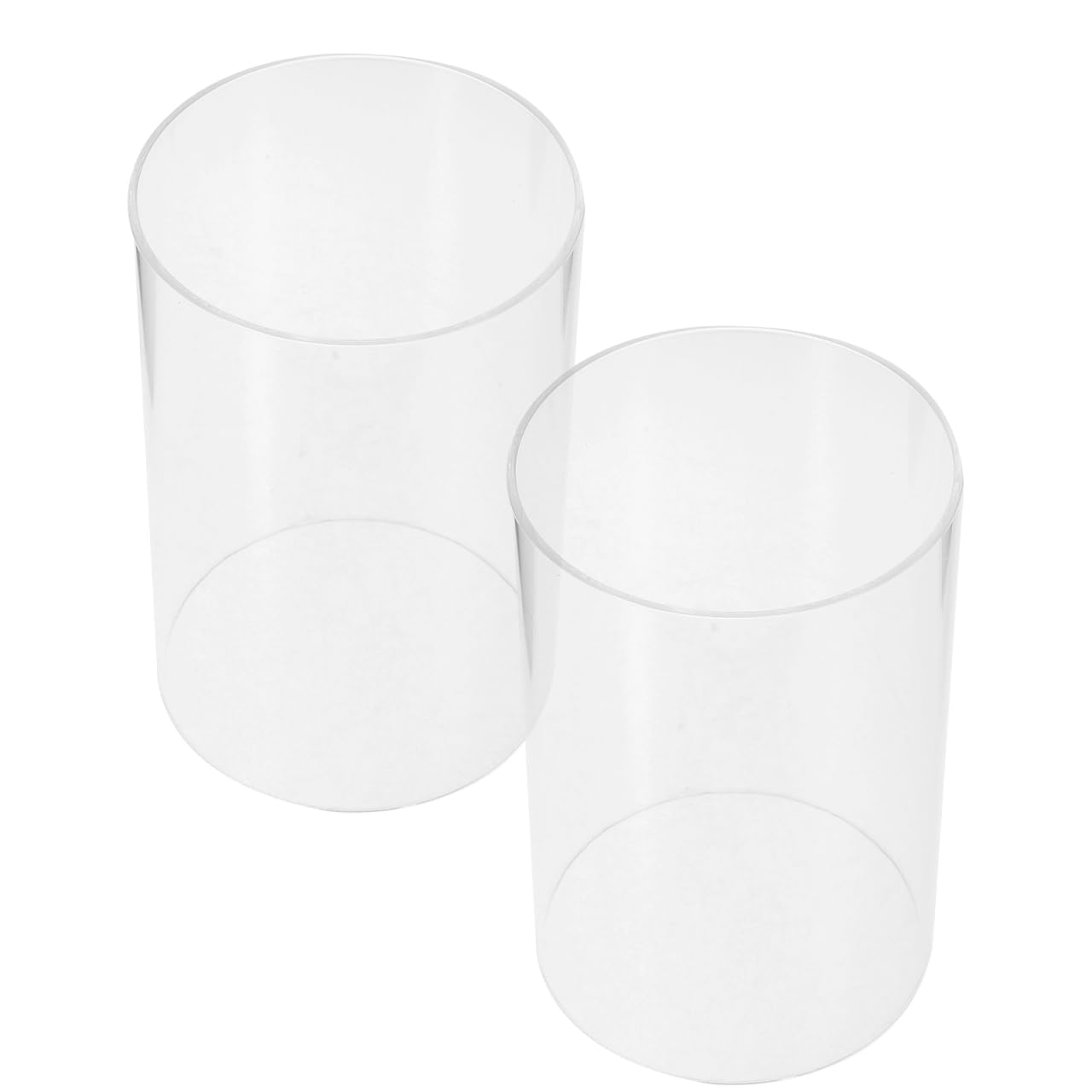 Lot de 2 cylindres en verre sans fond - 10 x 15 cm de diamètre - Photophore en verre transparent - Pour bougies chauffe-plat