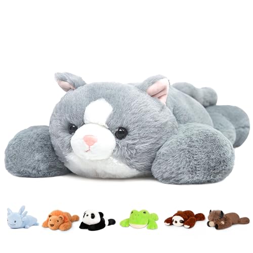 Image of Niuniu Daddy Weighted Cat Stuffed Animals, 20 Inch 3.3 lbs Weighted Plushies, Heavy Calming Body Pillow for Sleeping, Sensory Lying Lap Pad Toy Huggable Gift for Kids and Adults