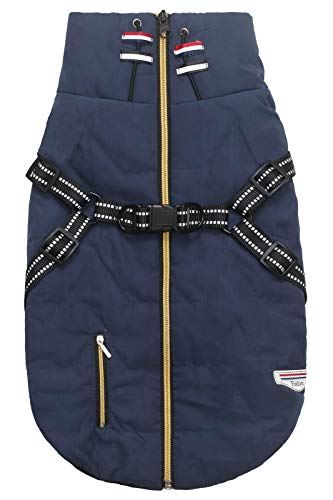 Geyecete pet Outdoorfront clothing,Dog Coat Waterproof Winter Jacket Warm Vest Dog Clothes Dog Coat Warm Winter-Navy-S