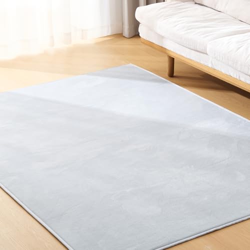 クモリ(Kumori) 洗える ラグ 軽量 200x250 フランネル 滑り止め付き ラグマット マイクロファイバー ふわふわ肌触り ホットカーペット対応 オールシーズン 200×250cm（約3畳） ライトグレー