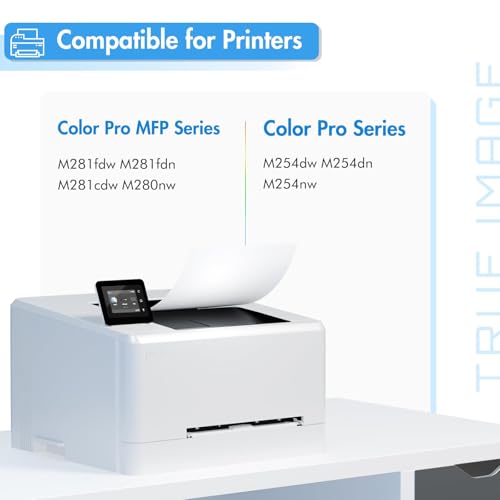 True Image Compatible Toner Cartridge for HP 202A CF500A M281 Color Laserjet Pro MFP M281fdw M281cdw M254nw M281fdn M280nw M254dw CF501A CF502A CF503A (Black Cyan Yellow Magenta, 4-Pack)