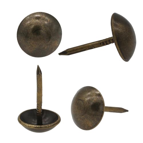 Upholstery Tacks for Furniture 7/16 Vintage Furniture Tacks Nails for Upholstery 100pcs Decorative Tack for Furniture DIY Antique Brass Thumb Sofa Nails Furniture Tacks