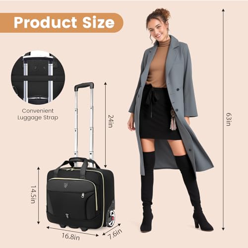 Image of RUCYEN Rolling Laptop Bag,Rolling Briefcase for Men & Women,Laptop Briefcase on Wheels,Carry On Bag for Business Travel