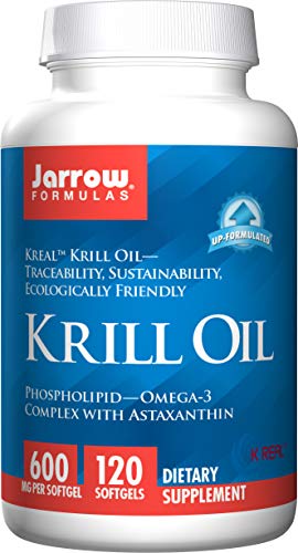 Jarrow Formulas Krill Oil with Phospholipid-Omega-3 Astaxanthin, Supports Healthy Brain Function Metabolic Health, 600 mg per Softgel, 120 Count