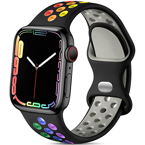 Image of Lerobo Sport Band Compatible with Apple Watch Band Ultra 49mm 45mm 44mm 42mm 41mm 40mm 38mm for Men Women,Soft Silicone Breathable Strap Sport Band for iWatch Ultra 2 SE Series 9 8 7 6 5 4 3 2 1