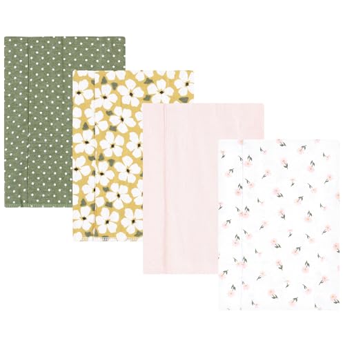 Image of Hudson Baby Unisex Baby Cotton Flannel Burp Cloths, Sage Floral, One Size