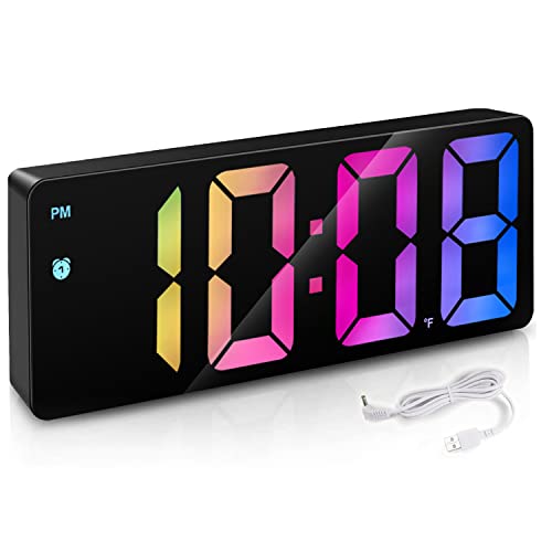 Yaboodn Alarm Clock For Bedrooms, 6.5 Inch Hd Display With Colorful Digits, 3 Levels Brightness Adjustable Desk Clock, Battery Operated & Corded Powered Table Clock With 1 Alarm, 12/24H, Temperature #TOP20