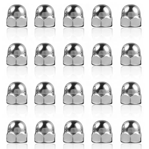 HSUYUN 20 Pièces Ecrous Borgnes M10 Inox 304, Ecrous Hexagonaux DIN1587, Cache Ecrou Boulon Acier Inoxydable, Ecrous Borgnes Hexagonaux pour Structure Métallique, Bois et Machines
