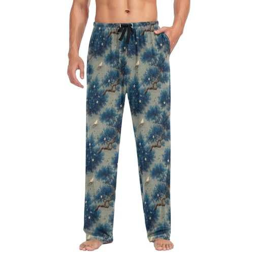 Aflyko Ocean Men's Pajama Pants Coral Starfish White Bird Pjs Sleepwear Bottoms