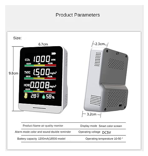 Detector de dióxido de carbono y medidor de CO2 digital con sensor HCHO TVOC 4