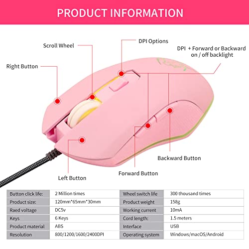 Image of Maine Game Wired USB Mouse, 2400 DPI, 4 Adjustable Levels, Silent, Factory Wholesale Sale (021, 1PACK)