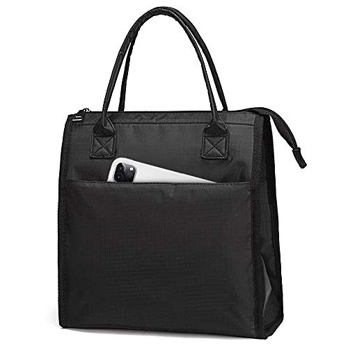 Binseni Lunchtasche für Damen und Herren, isoliert, wiederverwendbar, groß, geeignet für Arbeit, Picknicks und Outdoor-Aktivitäten (schwarz) Cover