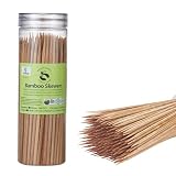 100-Pack 6' Bamboo Skewers (4mm Thick), Unbleached Carbonized Heavy Duty Wooden Sticks for Grilling...