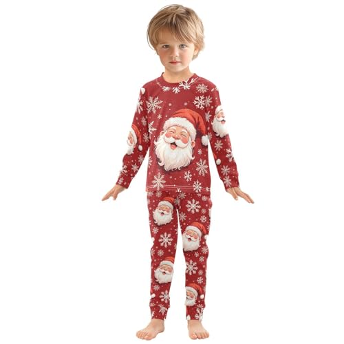 Pigsaly Pajama Set 2 Piece Christmas Santa Claus Laugh Snowflakes Pajama Sets Long Sleeve Pjs Sleepwear 4T3