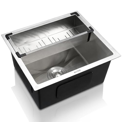 Image of ALTON SS-304 Grade, 16x18x9 INCH, Handmade Single Bowl Sink, Matte | Kitchen Sink With Basket