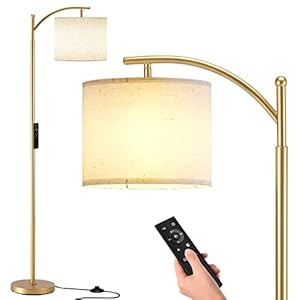 SUNMORY Lampadaire sur Pied Salon Température de Couleur en Continu, Gradation en Continu, Lampe Salon avec Télécommande, Lampadaire avec Minuterie 1 Heure, Lampadaires pour Salon/Chambre/Bureau,Dorée