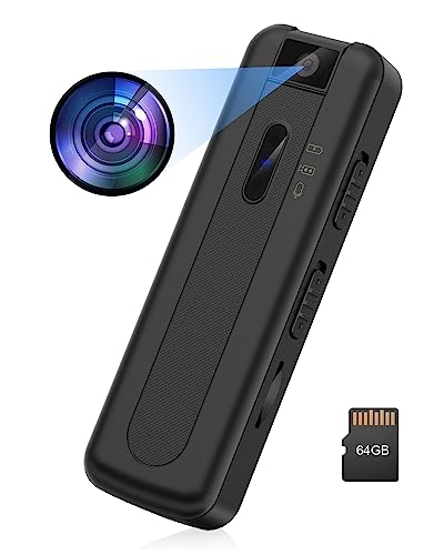 Microcamere spia ZAQE Compact Body Camera, microcamera 1080P, videoregistratore portatile da 64G con visione notturna, registrazione in loop per la registrazione di audio video e riunioni in ufficio