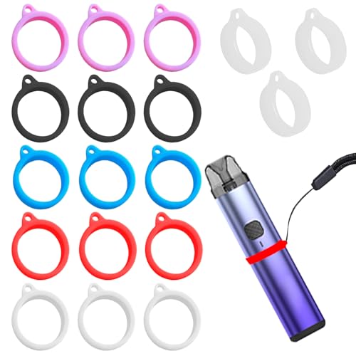 L0famy 18 Pcs Elastic Lanyard Rings 2cm, Adjustable Vape Lanyard Rubber Rings, Silicone Neck Holder For Vapes Pen, Anti-Lost Necklace Vape Holder Ring For Teachers, Office, Sport, Shopping