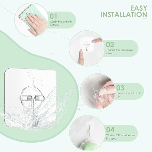 Image of REWOP Adhesive Wall Hooks for Heavy Items Stainless Steel, PVC, ABS Nail Free Seamless Adhesive Non-Trace No Drilling Installation Hanging, Waterproof Screws Wall Hook (Round Hooks, 20)