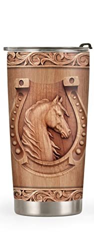 64HYDRO 20oz Horse Gifts for Girls, Women, Men, Valentines Day Gifts for Her, Him, Cowgirl Gifts Equestrian Gifts Gifts for Horse Lovers Country Horse Tumbler Cup, Insulated Travel Coffee Mug with Lid
