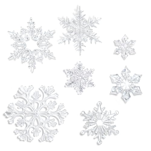 32 Stück Eiskristalle Schneeflocken Weihnachtsdeko, Transparentes...
