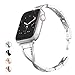 Marge Plus Compatible with Apple Watch Band 42mm 44mm with Case, Women Bling Wristband for iWatch Series 5 4 3 2 1 Metal Stylish Strap, Silver