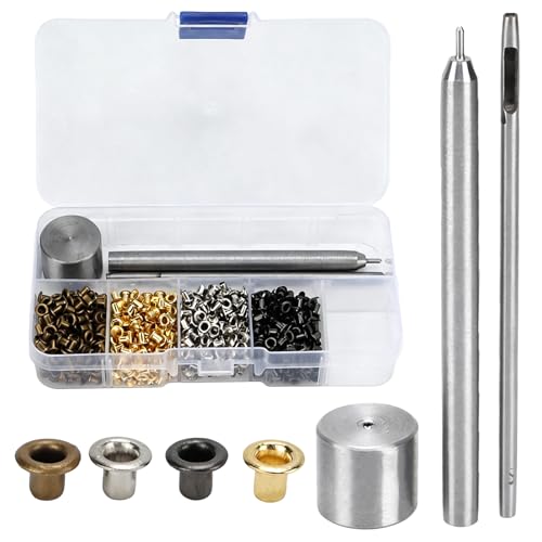 Grommets 2mm Metal Eyelets Kit 800 PCS Small Grommet Kit with 3 Pcs Install Tool and Storage Box Leather Grommet Kit for Shoes Clothes Crafts Bag Project