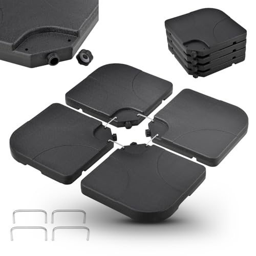 Juskys Poids de lestage pour parasol Quad, ensemble de 4 poids - pouvant être remplis avec 60...