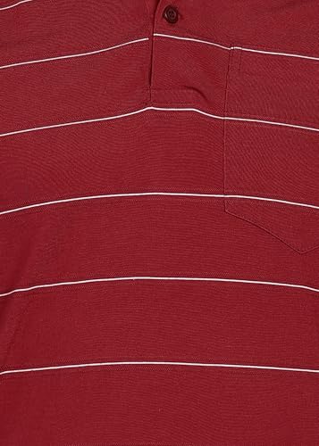 Image of INKKR Men Full Striped Polo Neck Cotton Blend T-Shirt