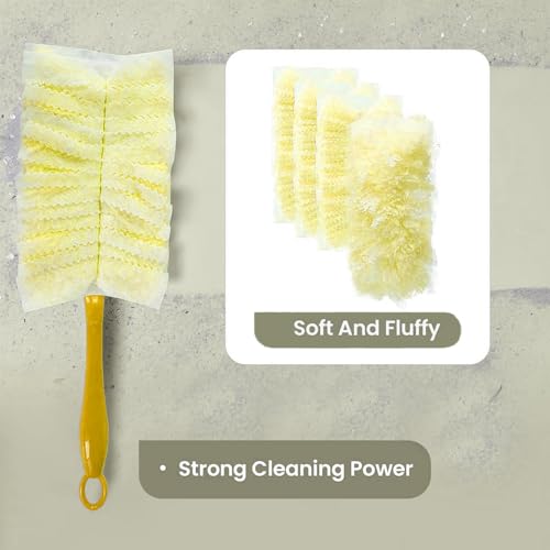 Image of Disposable Dusters Refills Heavy Duty Dusters Refills 180 Yellow Multi-Surface Duster Replacement Head for Cleaning,20 Counts