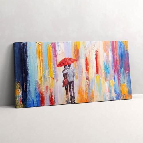 Concept du monde abstrait couple sous la pluie tableau romantique sur toile