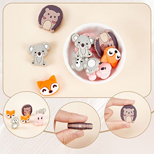 SUNNYCLUE 1 Box 10Pcs Silicone Beads Animals Silicone Bead Animal Head Raccoon Elephant Thick Chunky Spacer Loose Beads for Jewellery Making Lanyard Keychain Necklace Bracelet Beading Supplies Pen - Image 4
