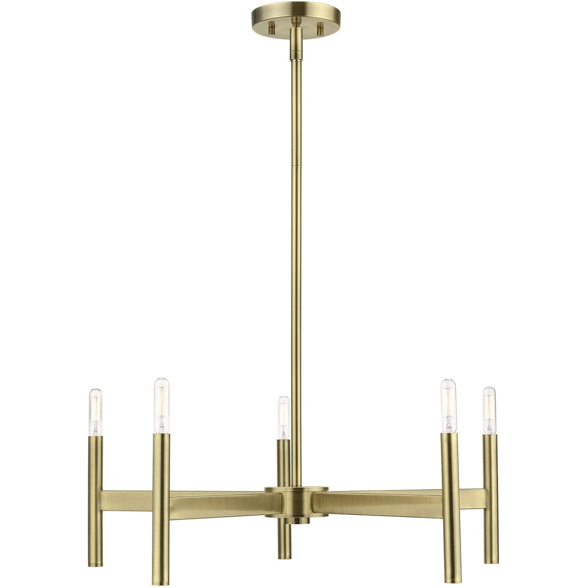 Copenhagen - 5 Light Chandelier in Mid Century Modern Style-19.75 Inches Tall and 25 Inches Wide-Antique Brass Finish