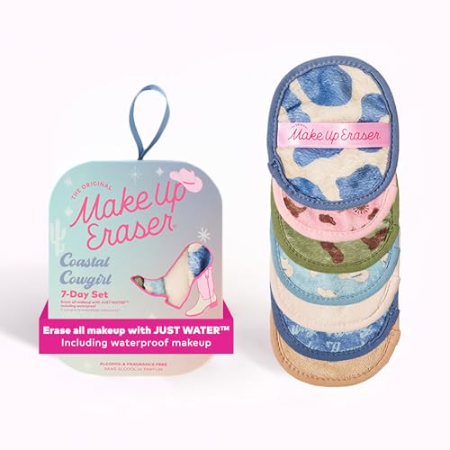 Makeup Eraser The Original, 7-Day Set, Erase All Makeup with Just Water, Including Waterproof Mascara, Eyeliner, Foundation, Lipstick, Sunscreen, and More! Coastal Cowgirl, 7ct.