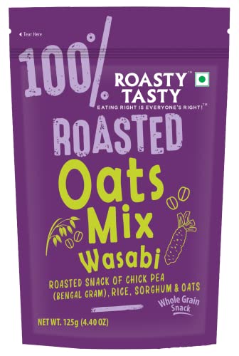 Image of Roasty Tasty Roasted Oats Mix Wasabi | Healthy Snacks | Chickpeas Diet Chiwda | Not fried Snack | Chivda | Roasted Namkeen Mixture | Guilt Free | Protein Snack | Crunchy & Tasty | Pack of 2 (125g each)