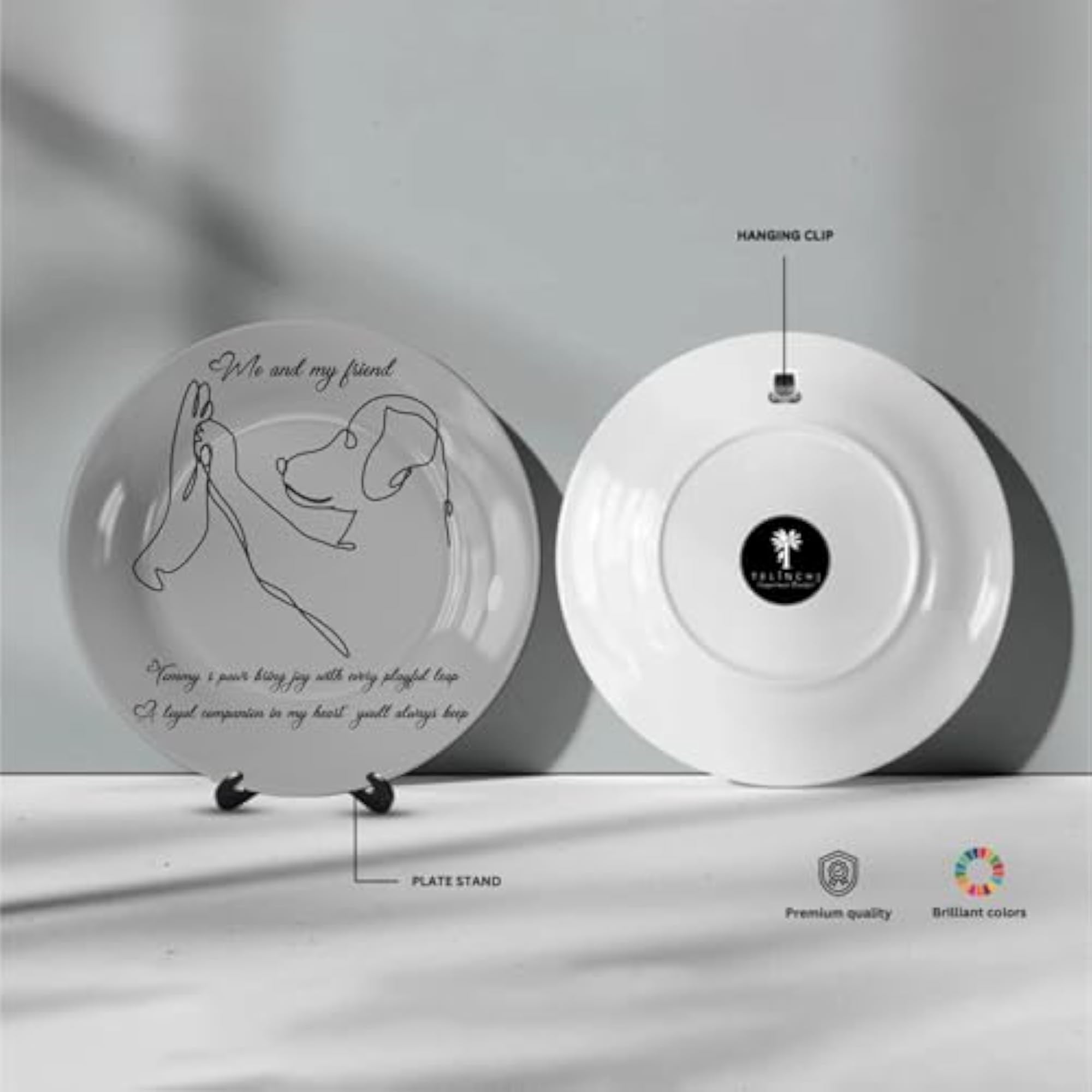 Personalized Line Art Plate for Pet Lovers, Custom Gift