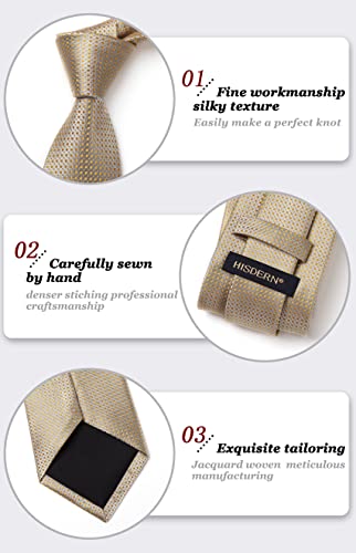 Image of HISDERN Polka Dot Ties for Men Classic Silk Ties and Pocket Square Formal Business Necktie Handkerchief Wedding Party