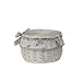 Cestino rotondo in vimini bianco con fodera rimovibile, scatola portaoggetti