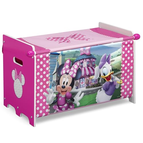 Delta Children Minnie Mouse Toy Box with Retractable Fabric Top Pink
