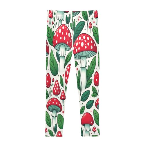 Bolaz Toddler Girls Leggings Printed Yoga Pants Leggings Green Leaves Mushroom for Kids2