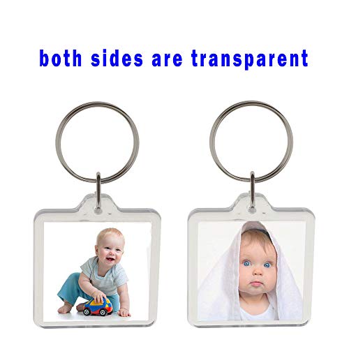 Clear Photo Frame Keychain Set - 20 Pcs Square Shape Transparent Blank Acrylic Snap-In Personalized Picture Frame Key Holder #TOP1