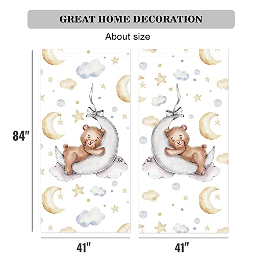Felortte CH-4-YY 82 Inch Wx 84 Inch L Cartoon Lovely Bear Moon And Stars Window Curtains For Baby Room Bedroom Nursery Home Decor Decorations thumb #3