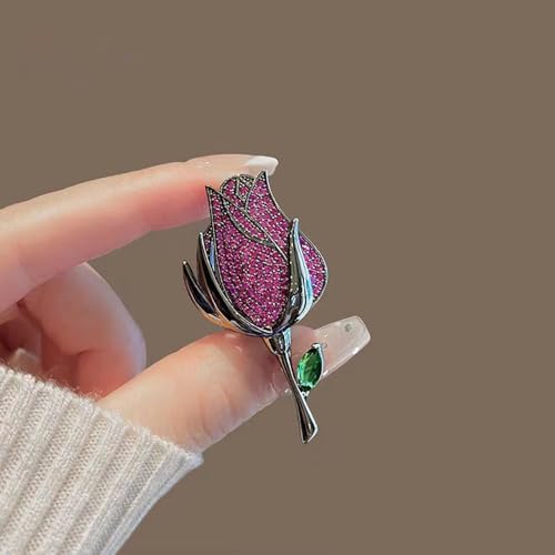 Image of Elegant Floral Brooch Pins for Women - Stylish Personalized Design Rhinestone Lapel Pin Jewelry for Ladies Flower Sweater Scarf Coat Dress Brooches and Pins for Women