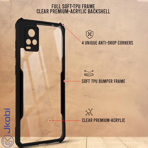 Image of Jkobi Back Cover Case for Vivo V20 (Shockproof with Polycarbonate Clear Panel | Professional Black)