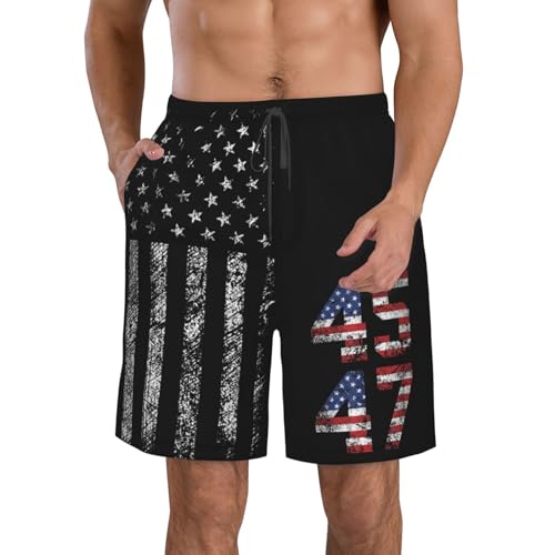 45 47 Tru-mp 2024 Men's Swim Trunks Quick Dry Swimsuits Beach Bathing Suits Swim Board Shorts with Mesh Liner -