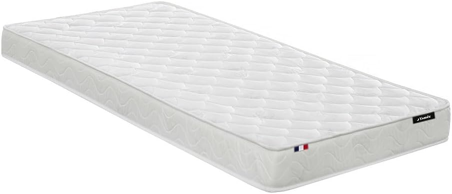 A white classic ZEUS mattress with a quilted pattern, suitable for the Vente-unique NOAH Mezzanine Bed.