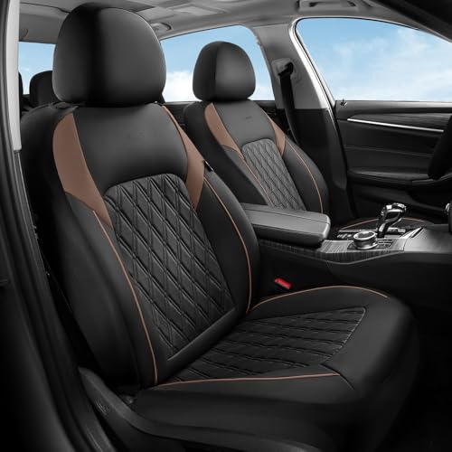 Coverado Seat Covers, Car Seat Covers Front Seats, Automotive Seat Covers, Waterproof Leather Car Seat Covers, Car Seat Cushion, Driver Seat Covers Car Seat Protector Fit Most Cars Truck, Black&Coffee