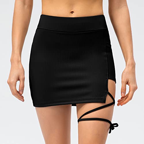 Saias de tênis femininas com bolsos 2 em 1 shorts espovos forro para treino de golfe