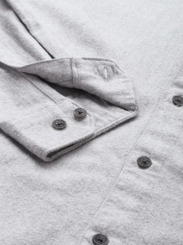 Image of THE BEAR HOUSE Men's Slim Fit Solid Flannel Cotton Casual Shirt | Grey | TBH-Amboy-GY