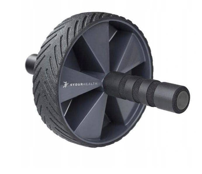 4yourhealth, Exercise AB Wheel Rouleau pour abdominaux avec poignées en mousse anti-transpiration Noir et bleu